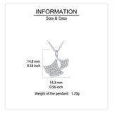 925 Sterling Silver Silver Ginkgo Leaf Zircon Pendant Necklace