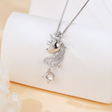 925 Sterling Silver **enchanted Silver Unicorn Pendant Necklace With Moissanite Accents**