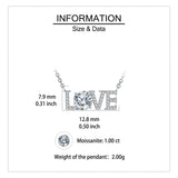 925 Sterling Silver Elegant Moissanite Love Necklace - Sparkling Silver Jewelry For Eternal Affection