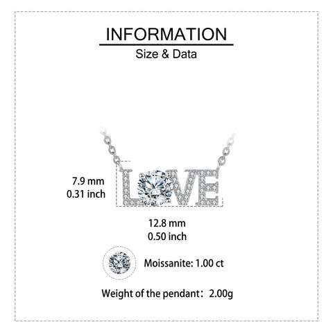 925 Sterling Silver Elegant Moissanite Love Necklace - Sparkling Silver Jewelry For Eternal Affection
