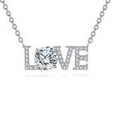 925 Sterling Silver Elegant Moissanite Love Necklace - Sparkling Silver Jewelry For Eternal Affection