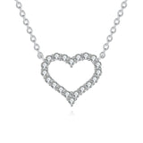925 Sterling Silver Elegant Moissanite Heart Pendant Necklace