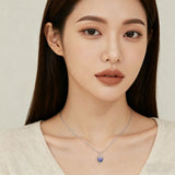 925 Sterling Silver Elegant Heart-shaped Mystic Topaz Pendant Necklace With Moissanite Halo