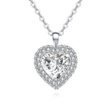 925 Sterling Silver Elegant Heart-shaped Moissanite Pendant Necklace In Plated with White Gold