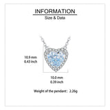 925 Sterling Silver Elegant Heart-shaped Blue Gemstone Necklace With Zircon Accents On Sterling Silver Chain