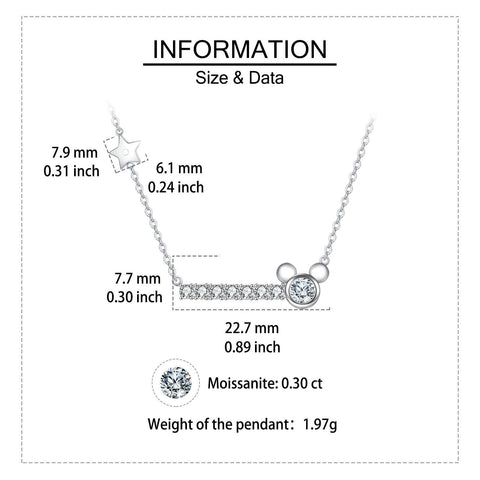 925 Sterling Silver Elegant Star & Moissanite Pendant Necklace In Sterling Silver