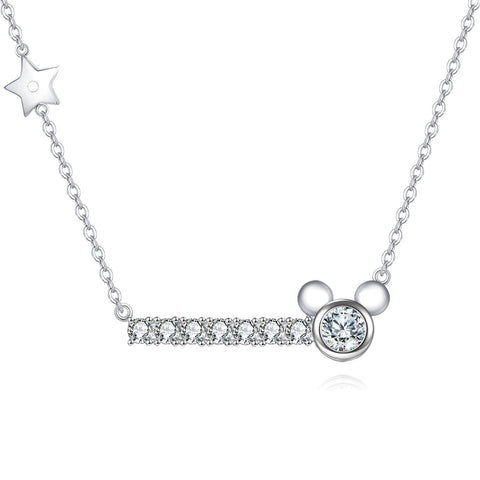 925 Sterling Silver Elegant Star & Moissanite Pendant Necklace In Sterling Silver
