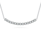 925 Sterling Silver Elegant Moissanite Curved Bar Necklace In Sterling Silver