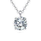 925 Sterling Silver Elegant Moissanite Pendant With Sterling Silver Chain: Prong-set Solitaire For Timeless Beauty