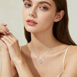 925 Sterling Silver Elegant Moissanite Halo Pendant Necklace: Timeless Luxury In Precious Metals