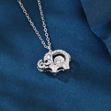 925 Sterling Silver Charming Elephant Moissanite Pendant Necklace With Black Eye Accent