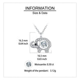 925 Sterling Silver Charming Elephant Moissanite Pendant Necklace With Black Eye Accent