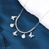 925 Sterling Silver Elegant Moissanite Butterfly Necklace Sparkling With Grace And Luxury