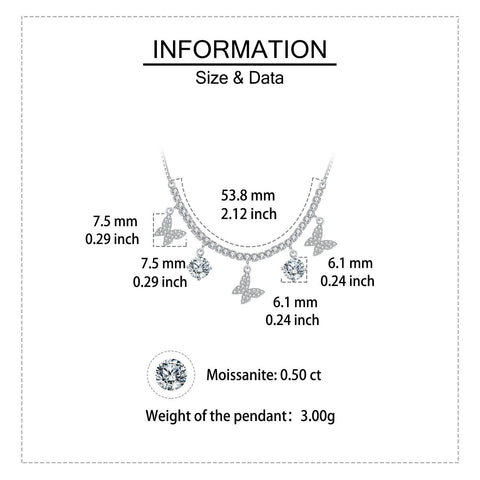 925 Sterling Silver Elegant Moissanite Butterfly Necklace Sparkling With Grace And Luxury