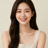 925 Sterling Silver Elegant Square Teal Moissanite Pendant Necklace With Sparkling Accents