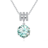 925 Sterling Silver Elegant Square Teal Moissanite Pendant Necklace With Sparkling Accents