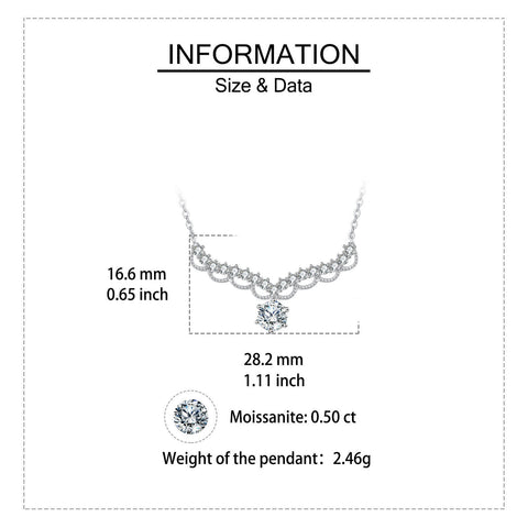 925 Sterling Silver elegant Moissanite Necklace With Sophisticated Central Stone Design