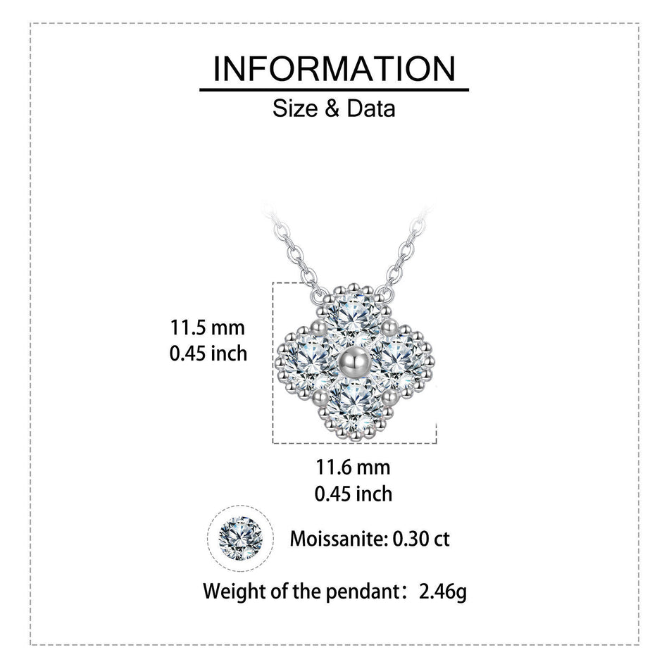 925 Sterling Silver Elegant Moissanite Flower Pendant Necklace In Sterling Silver Chain