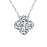 925 Sterling Silver Elegant Moissanite Flower Pendant Necklace In Sterling Silver Chain