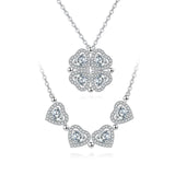 925 Sterling Silver Elegant Plated with White Gold Four-leaf Clover Moissanite Necklace