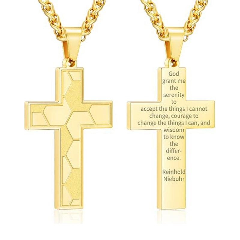 14K Gold Plated Bible Verse Soccer Cross Pendant Necklace for Men
