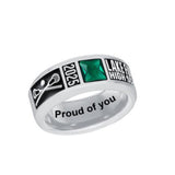 Sterling Silver Personalized Engraved Birthstone Class Ring