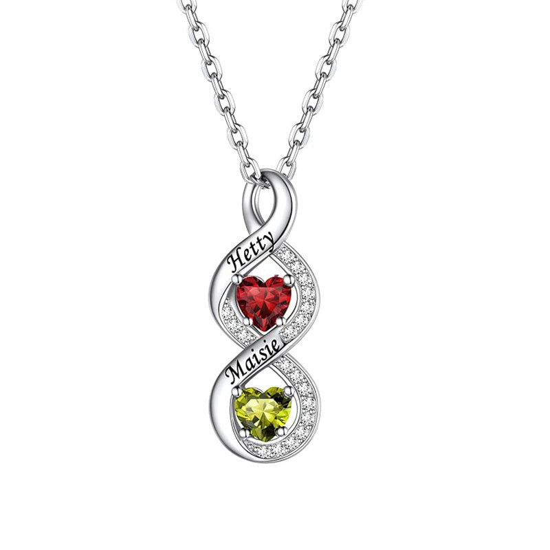 Sterling Silver Personalized  Birthstone Infinity Necklace for Women