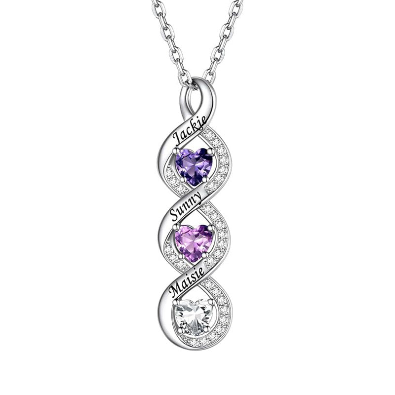 Sterling Silver Personalized  Birthstone Infinity Necklace for Women