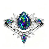 Sterling Silver 10K  14K  18K  Gold Personalized Engraved Black Opal Engagement Wedding Promise Ring for Her