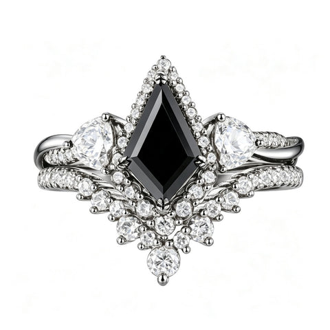 Sterling Silver 10K  14K  18K Gold 1CT-4CT Black Onyx Engagement Ring Gothic Wedding Promise Ring