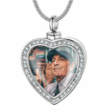Stainless Steel Personalized Photo Engraved Heart Urn Necklace for Ashes