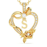14K Gold Plated Initial Heart Pendant  Necklace Gift for Women Anniversary for Her
