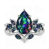 Sterling Silver 10K  14K  18K  Gold Personalized Engraved Black Opal Engagement Wedding Promise Ring for Her