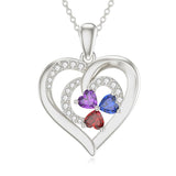 10K 14K 18K Solid Gold Personalized Engraved 1-4 Birthstone Heart Necklaces for Women