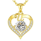 14K Gold Plated Initial Love Heart 2 Carat Moissanite Necklaces for Women Christmas Anniversary Birthday Present Gifts