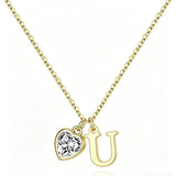 14K Gold Plated Initial A-Z Heart Birthstone Letter Necklace