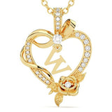 14K Gold Plated Initial Heart Pendant  Necklace Gift for Women Anniversary for Her