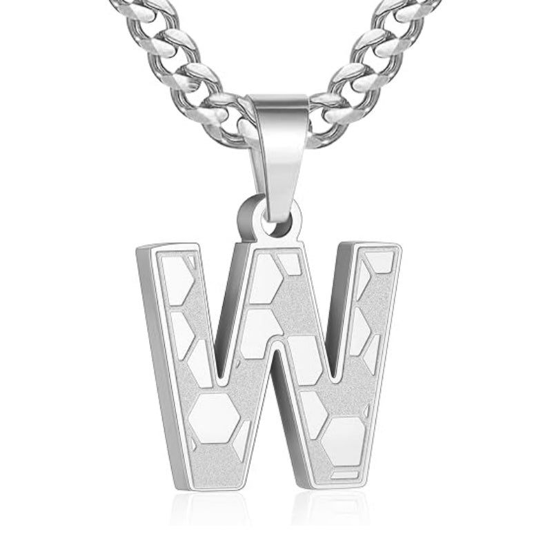 14K Gold Plated Soccer Initial Pendant Necklace for Men