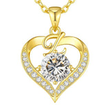 14K Gold Plated Initial Love Heart 2 Carat Moissanite Necklaces for Women Christmas Anniversary Birthday Present Gifts