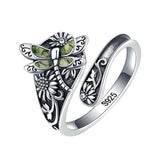 Sterling Silver Oxidized Dragonfly Butterfly Hummingbird Sea Turtle Anchor CrossTree of Life Sunflower Spoon Ring