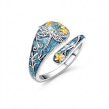 Sterling Silver Turquoise Hummingbird Butterfly Sunflower Adjustable Spoon Ring