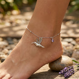 Sterling Silver Hummingbird Single Layer Anklet