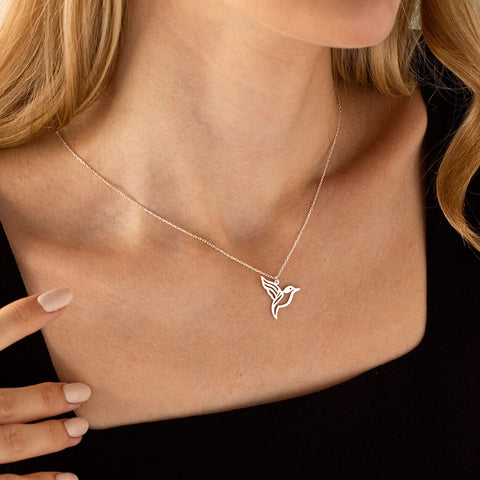 Tiny Hummingbird Necklace 14K Solid Gold Hummingbird Pendant Hummingbird Charm Gift for Her