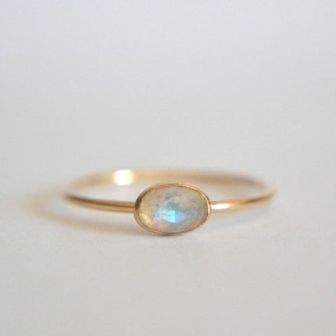 Sterling Silver Oval Moss Agate Ring with Rainbow Moonstone, Turquoise, and Black Onyx