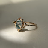 Sterling Silver Natural Moss Agate  Ring