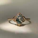 Sterling Silver Natural Moss Agate  Ring