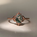 Sterling Silver Natural Moss Agate  Ring