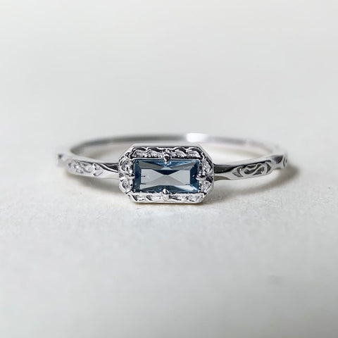 Sterling Silver Natural Moss Agate  Ring with Opal, Blue Topaz, Baguette, and Cubic Zirconia
