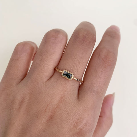 Sterling Silver Natural Moss Agate  Ring with Opal, Blue Topaz, Baguette, and Cubic Zirconia