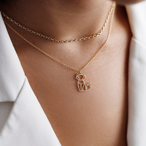 Sterling Silver Fox Pendant Necklace